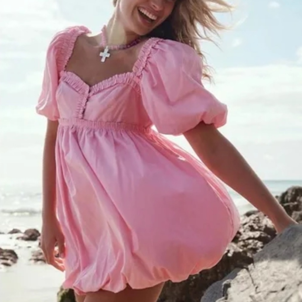 Free people pink mini bubble dress
